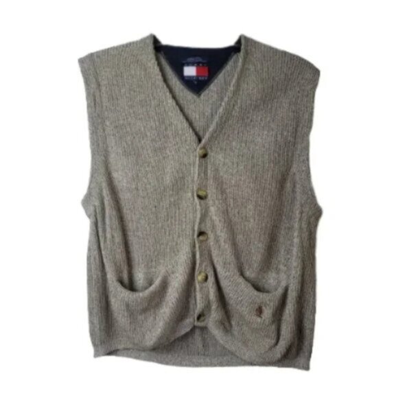 Tommy Hilfiger Men's Sweater Vest Vintage Button Front Knit Size L - Picture 2 of 10